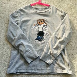 Ralph Lauren Kids Gray Long Sleeve Shirt Polo Ski Bear